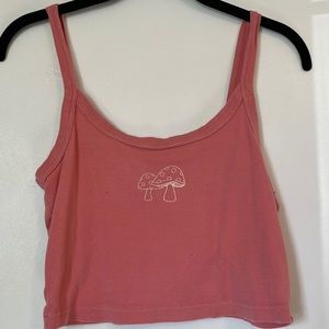 Pink mushroom cropped tank top